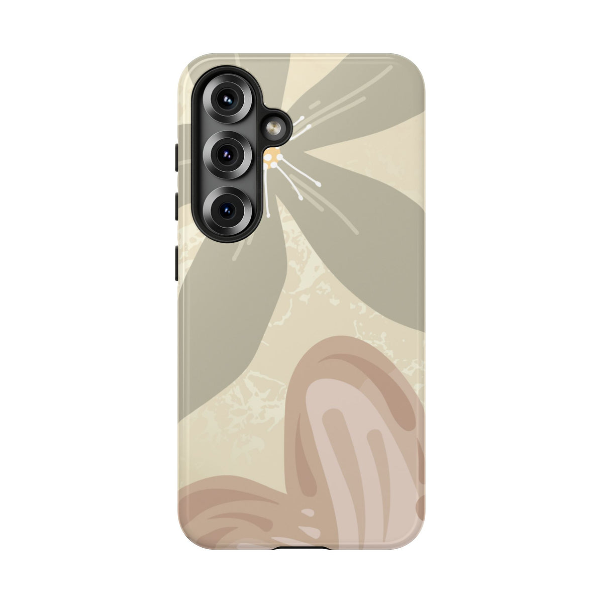 Hibiscus Heart Pattern Phone Case - Beige Phone Case - Samsung Galaxy S25 / Glossy