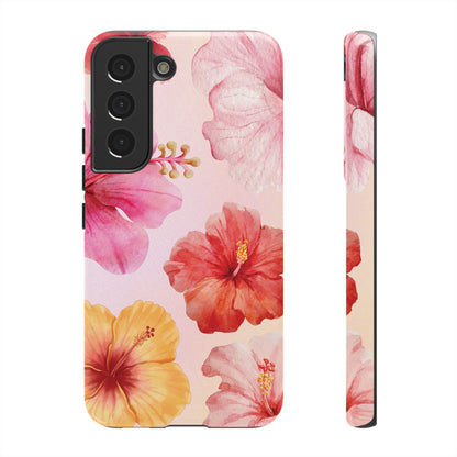 Samsung Galaxy S22 / Glossy Phone Case - ’Pink Hibiscus Pattern #1’ Phone Case