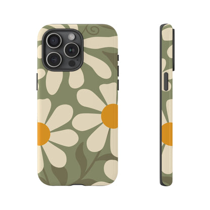Retro Green Daisy Pattern #2 Phone Case - Green Phone Case - iPhone 15 Pro Max / Glossy