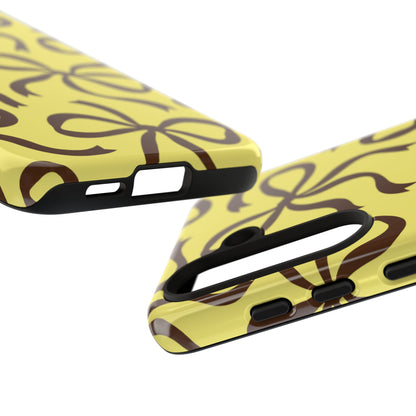 Bold Butter Yellow and Chocolate Brown Bow Pattern Phone Case