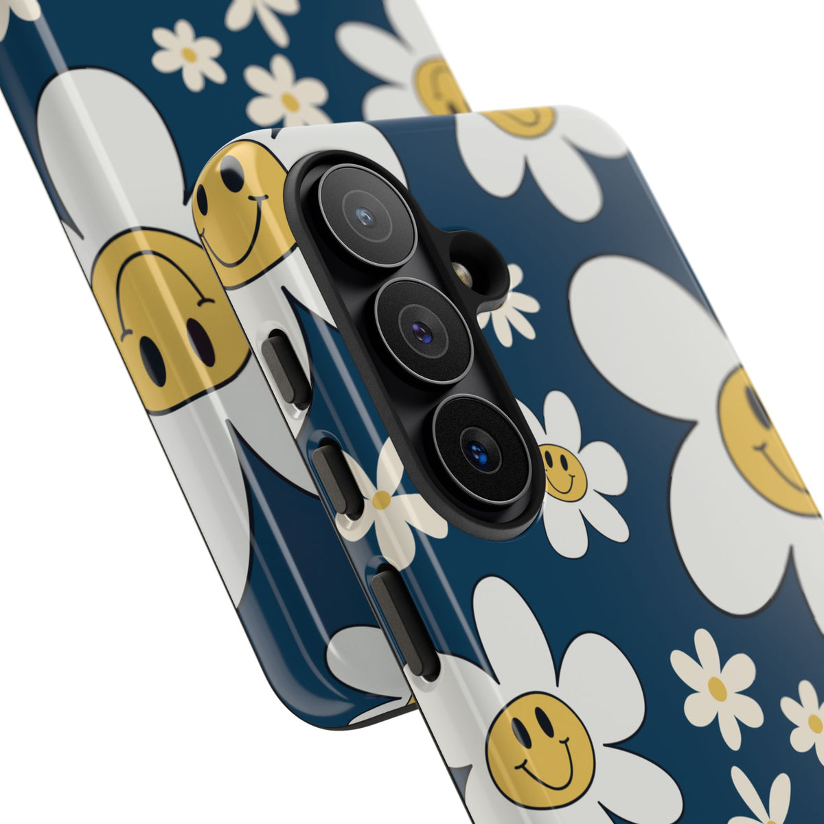 Fun Retro Daisy Pattern with Blue Background Phone Case - Blue Phone Case