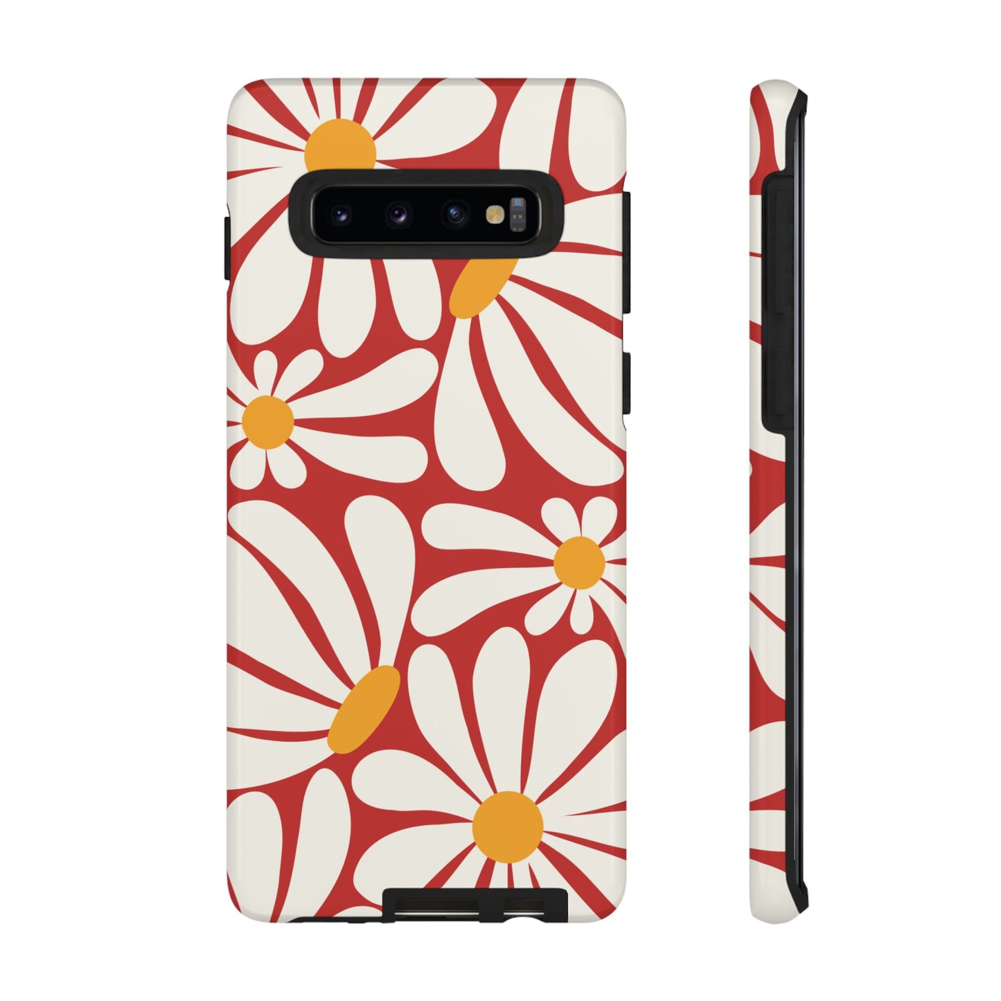 Retro Red Daisy Pattern Phone Case - Red Phone Case