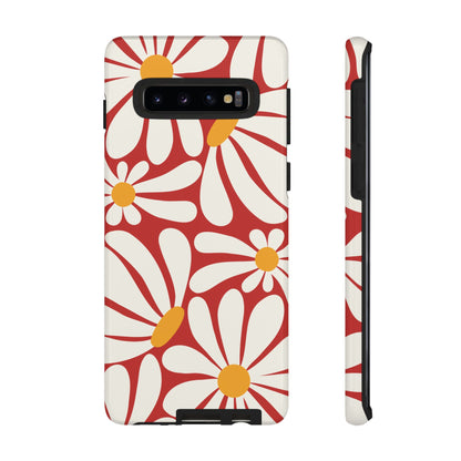 Retro Red Daisy Pattern Phone Case - Red Phone Case