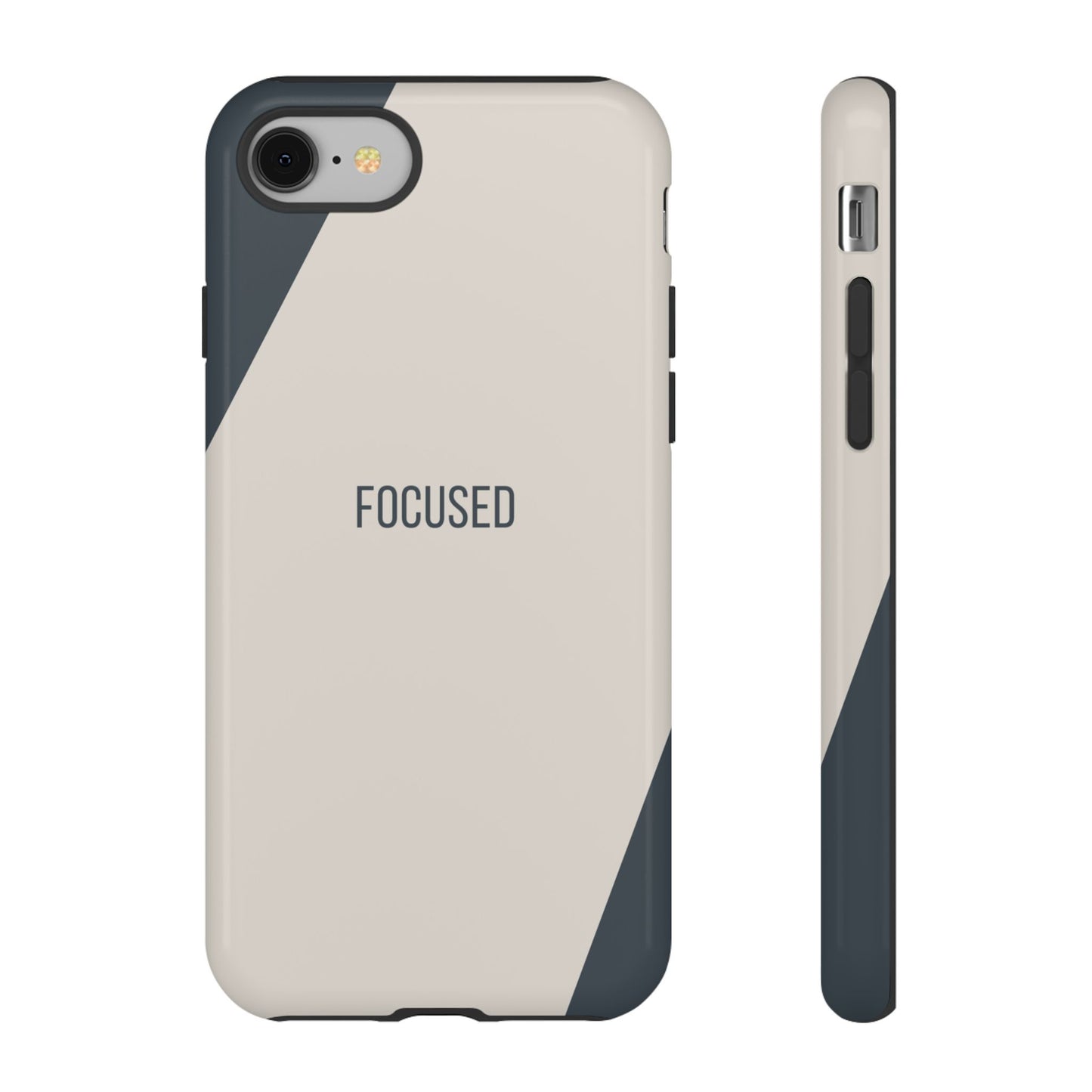 iPhone 8 / Glossy Phone Case - Sassy Statement Case ’Focused’ in Beige & Blue