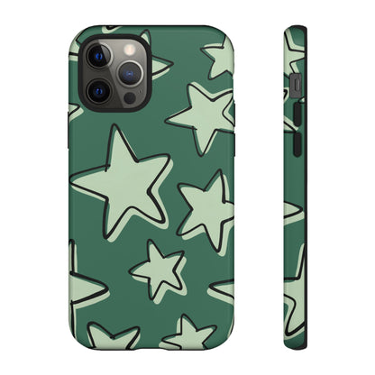 Forest Green Doodle Star Phone Case