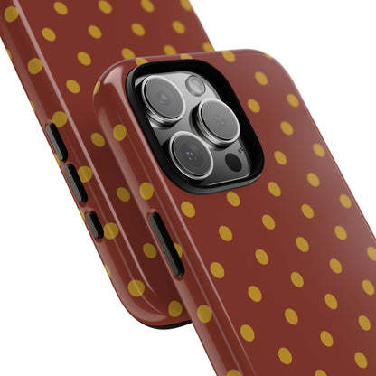 Trendy Brown & Mustard Dot Pattern Phone Case - Brown Phone Case