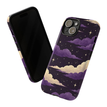 Illustrated Purple Clouds & Stars Phone Case