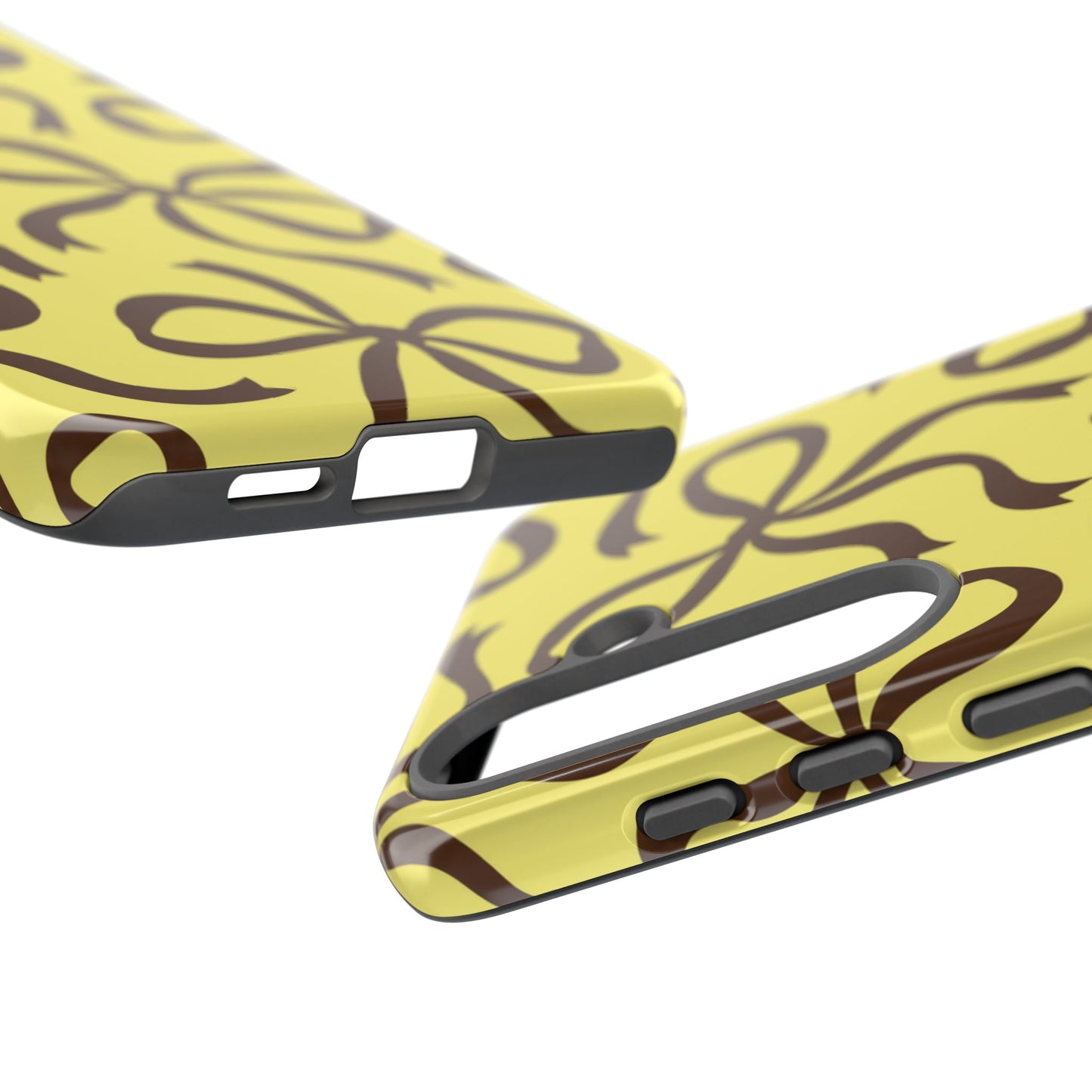 Bold Butter Yellow and Chocolate Brown Bow Pattern Phone Case