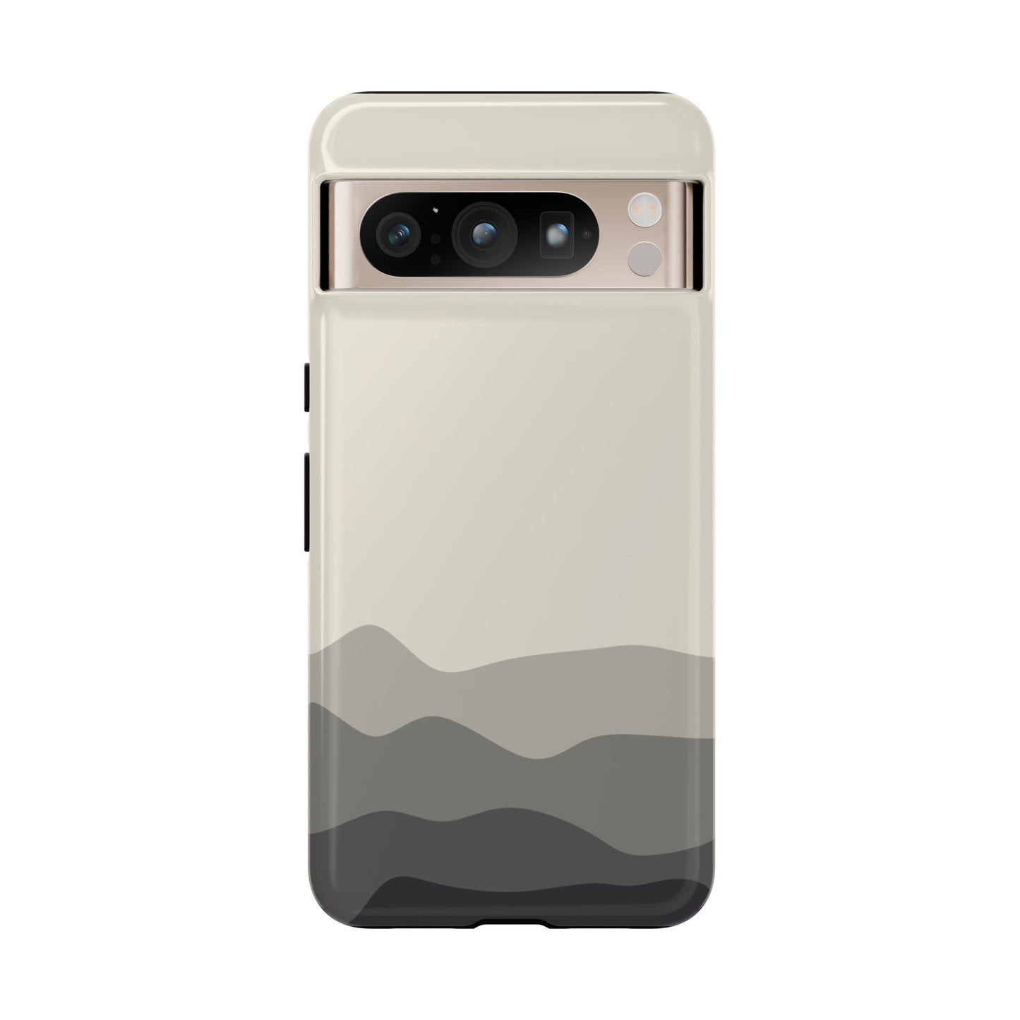 Ivory Abstract Waves Protective Phone Case - White Phone Case - Google Pixel 8 Pro / Glossy