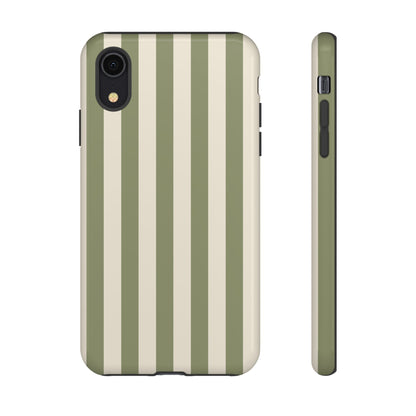 iPhone XR / Glossy Phone Case - ’Olive & Beige Stripe Pattern’ Phone Case