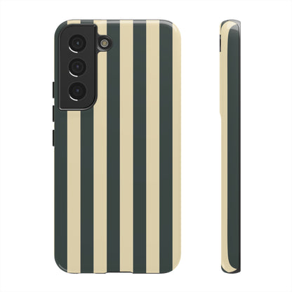 Samsung Galaxy S22 / Glossy Phone Case - ’Green & Beige Stripe Pattern’ Phone Case