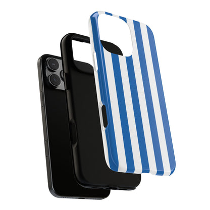 Simple Light Blue & White Stripe Pattern Phone Case - White Phone Case