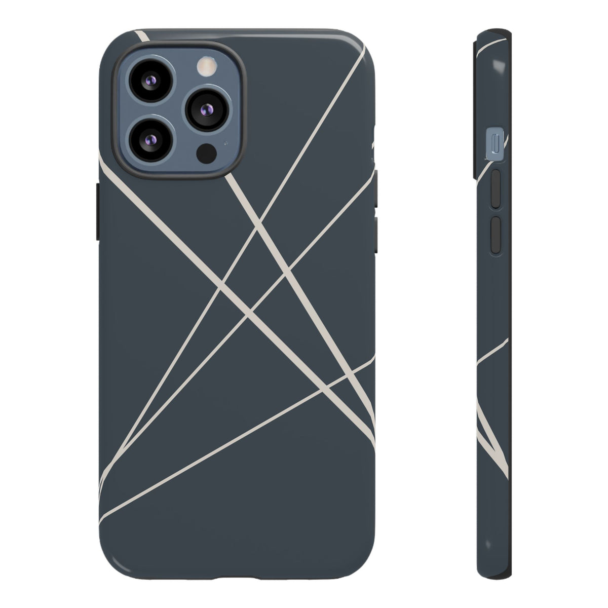 Abstract Blue with Beige Lines Phone Case - Blue Phone Case - iPhone 13 Pro Max / Glossy