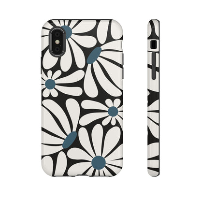 Retro Black Daisy Pattern Phone Case - Black Phone Case - iPhone XS / Glossy