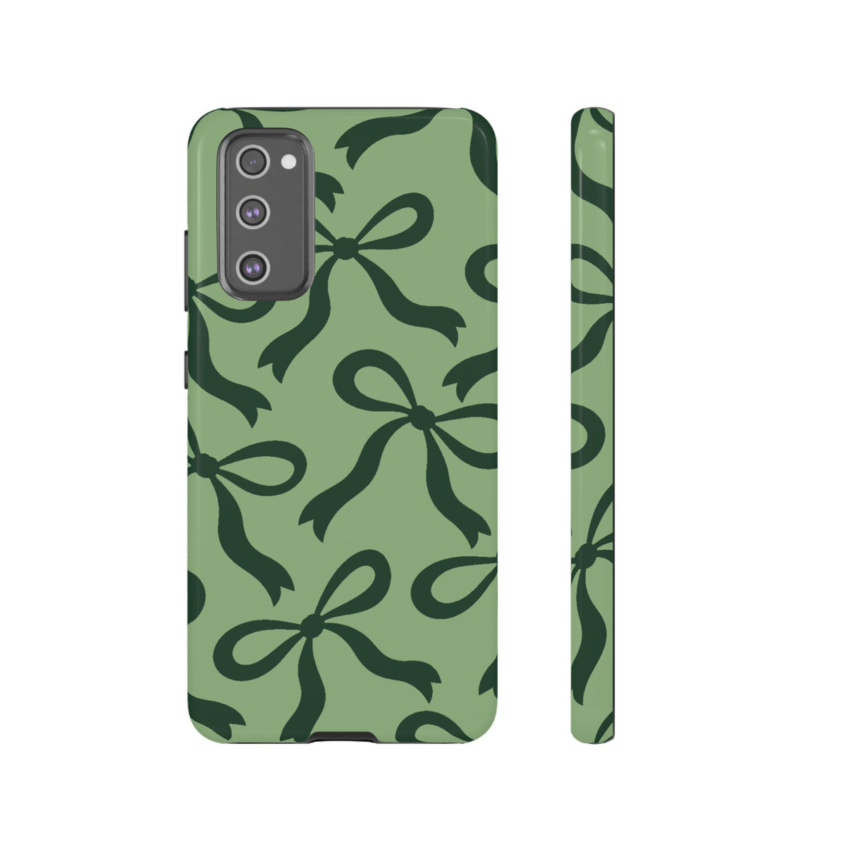 Bold Sage Green and Forest Green Bow Pattern Phone Case - Green Phone Case - Samsung Galaxy S20 FE / Glossy