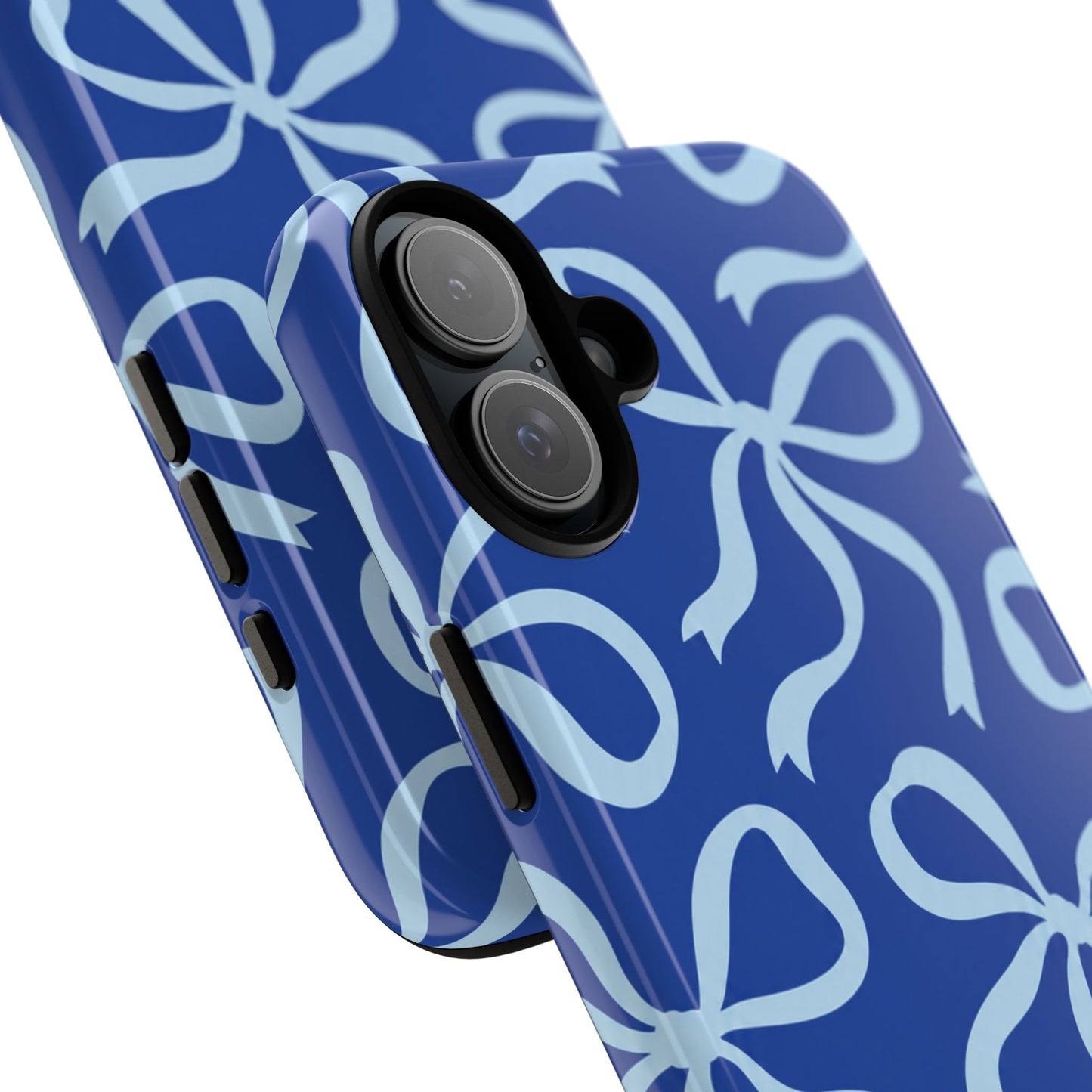 Bold Cobalt Blue and Powder Blue Bow Pattern Phone Case