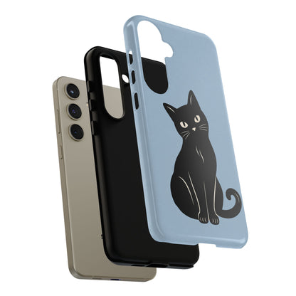 Minimalist Powder Blue & Black Cat Phone Case