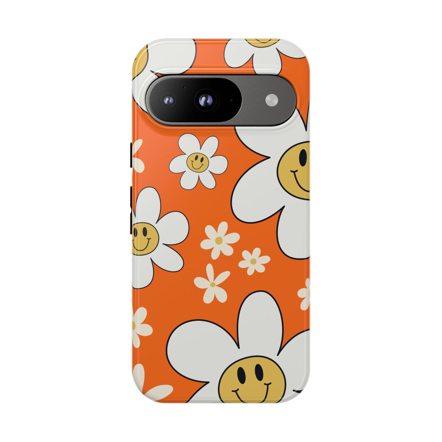 Fun Retro Daisy Pattern with Orange Background Phone Case - Orange Phone Case - Google Pixel 9 / Glossy