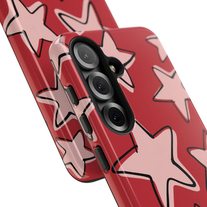 Cherry Red Doodle Star Phone Case