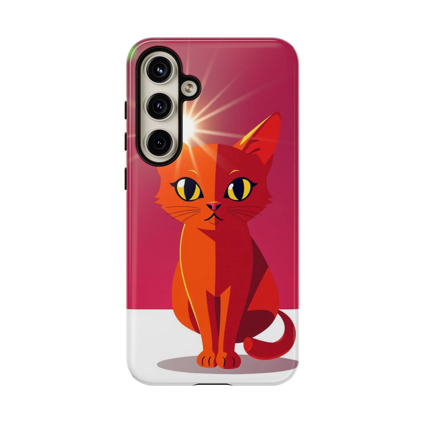 Samsung Galaxy S24 Plus / Glossy Phone Case - Flashing Cat Design Phone Case