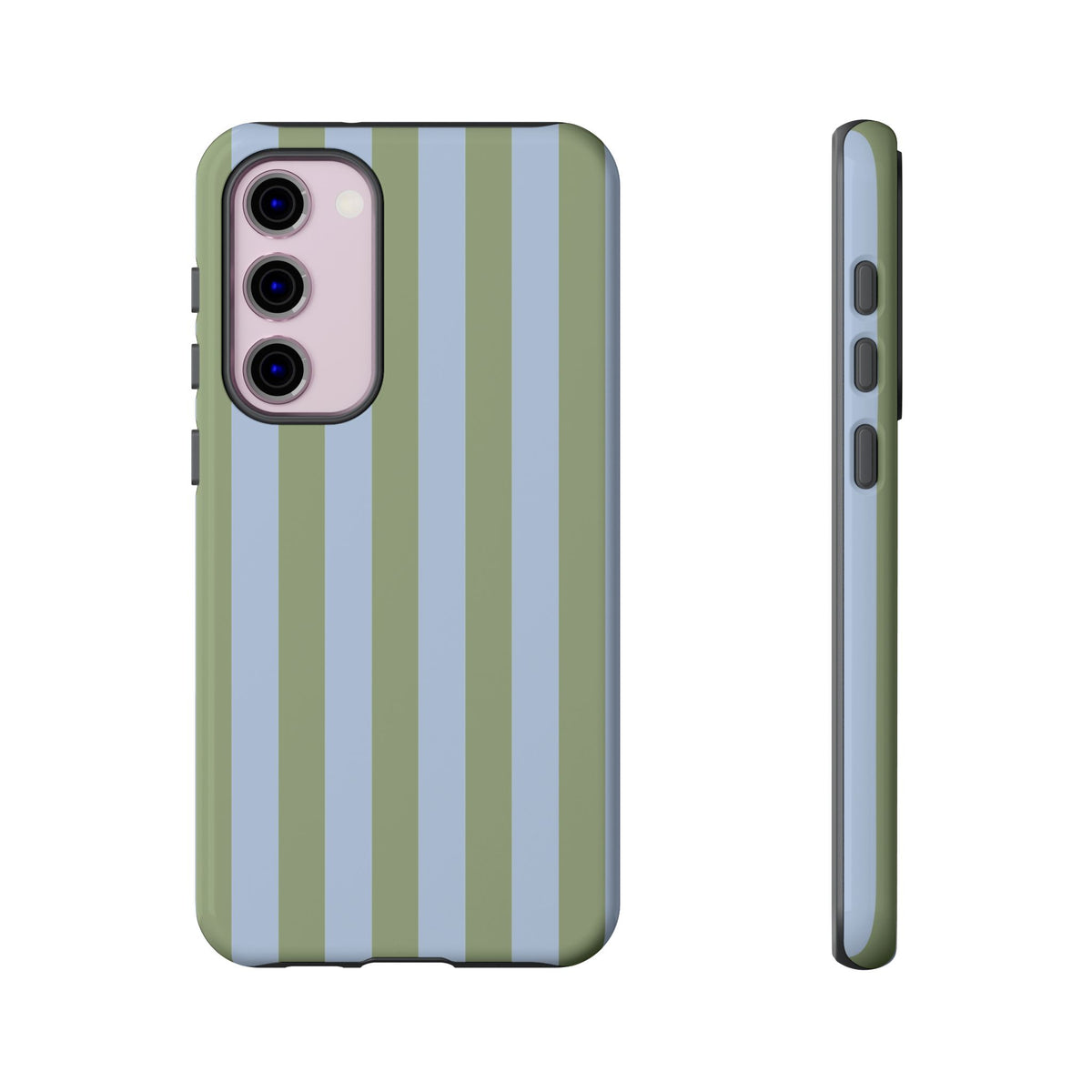 Trendy Ice Blue & Green Stripe Pattern Phone Case - Blue Phone Case - Samsung Galaxy S23 Plus / Glossy