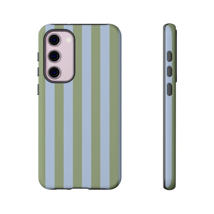 Trendy Ice Blue & Green Stripe Pattern Phone Case - Blue Phone Case - Samsung Galaxy S23 Plus / Glossy