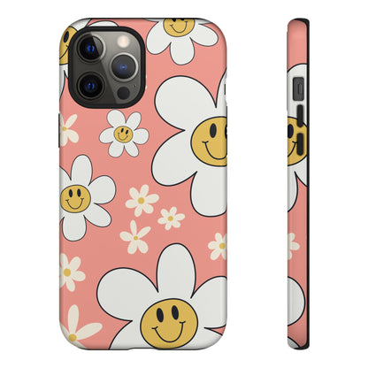Fun Retro Daisy Pattern with Pink Background Phone Case - Pink Phone Case - iPhone 12 Pro Max / Glossy