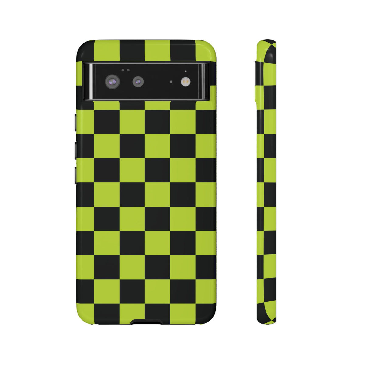 Trendy Neon Lime Green & Black Checked Pattern Phone Case - Green Phone Case - Google Pixel 6 / Glossy
