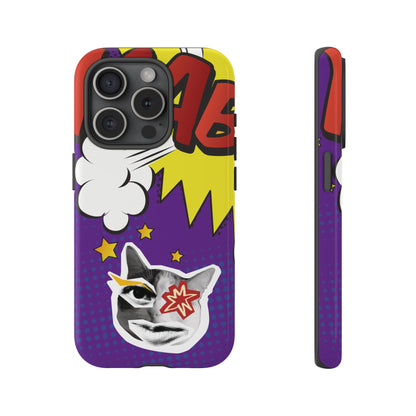 Bold Purple Pop Art Cat Phone Case - Purple Phone Case - iPhone 15 Pro / Glossy
