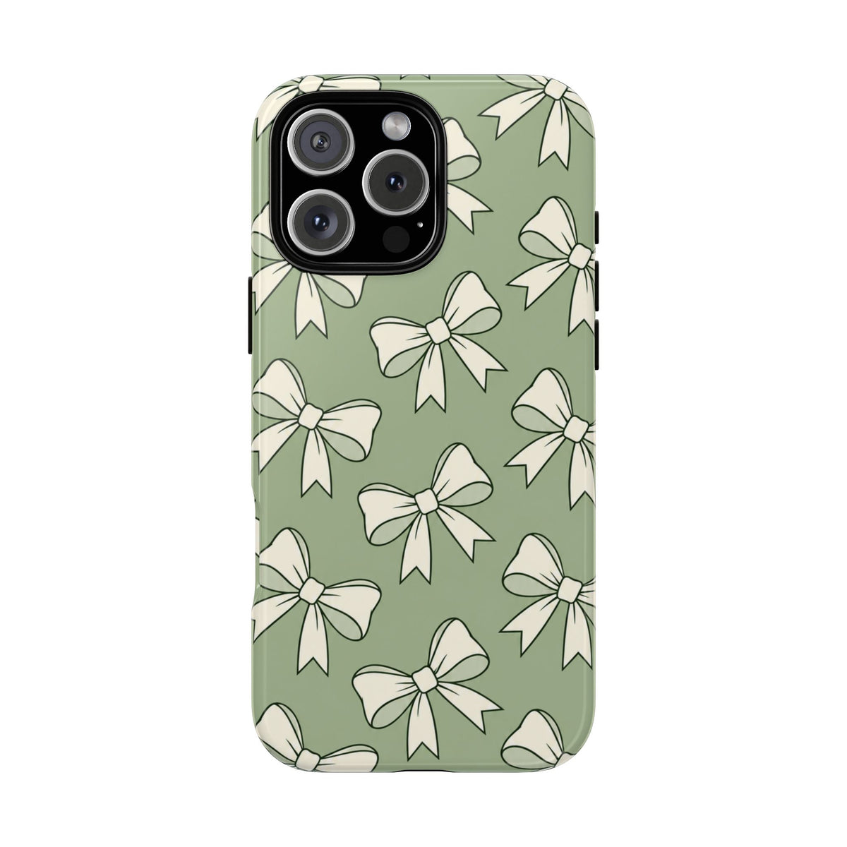 Chic Sage Green Bow Pattern Phone Case