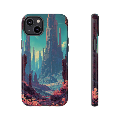 Alien Monolith Valley Sci-fi Phone Case - Pink Phone Case - iPhone 14 Plus / Glossy