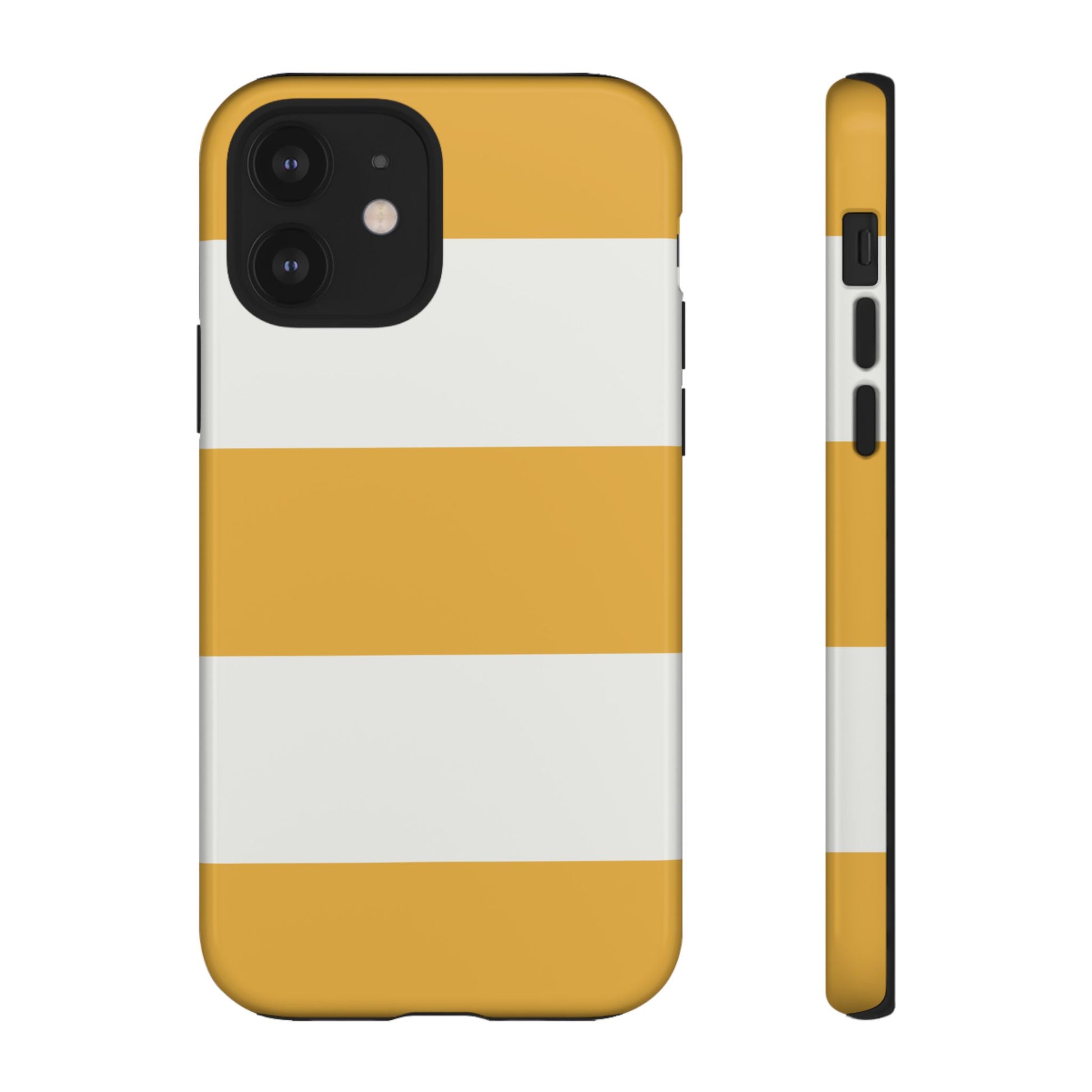 Yellow & White Horizontal Stripe Pattern Phone Case - Yellow Phone Case - iPhone 12 / Glossy