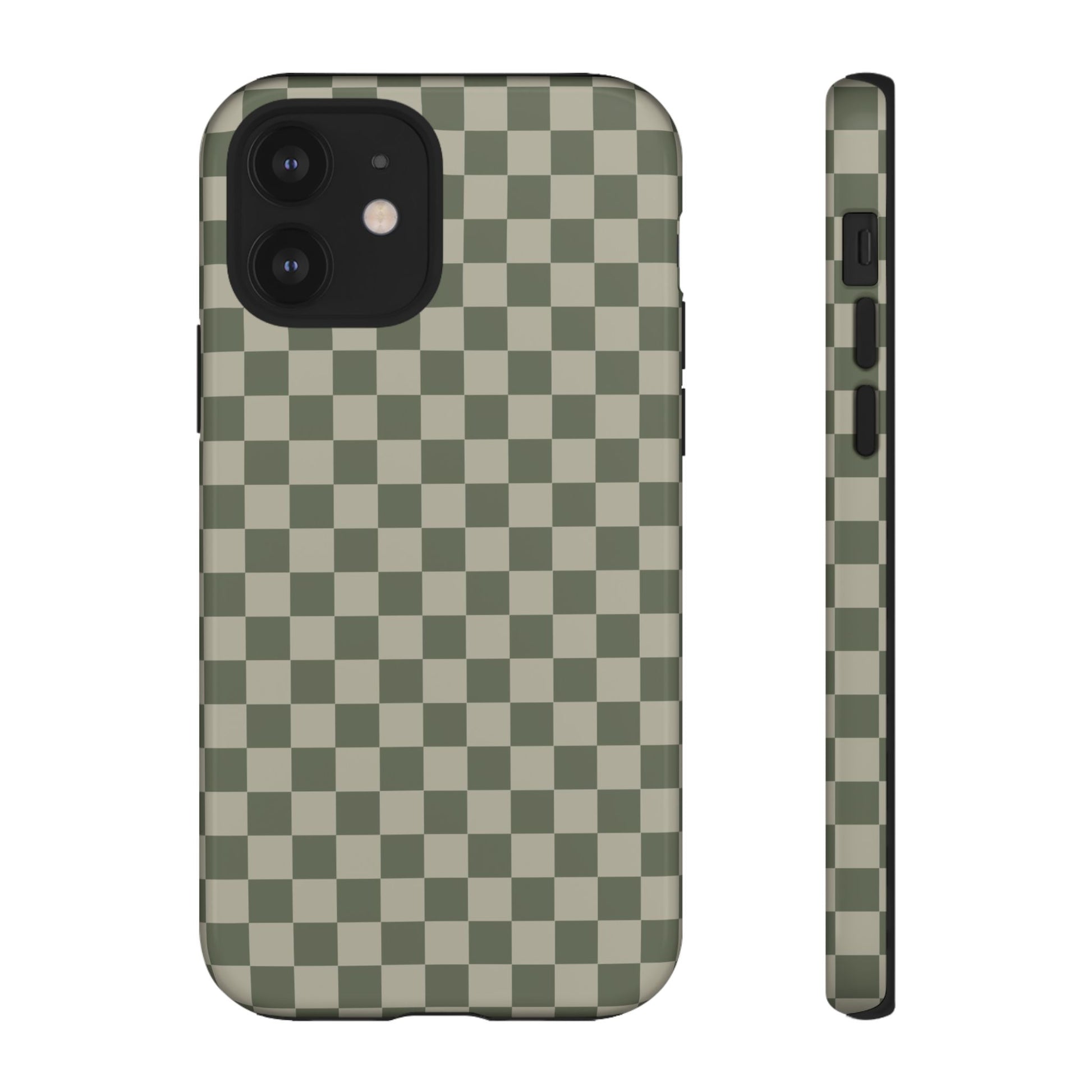 Bold Olive Green Checked Pattern Phone Case - Green Phone Case - iPhone 12 / Glossy
