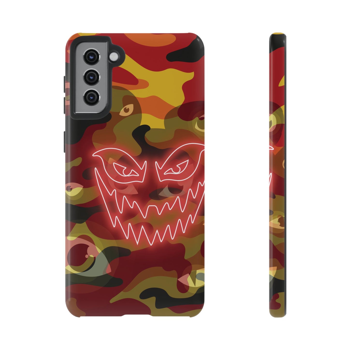 Inferno Neon Face Camo Phone Case - Red Phone Case - Samsung Galaxy S21 Plus / Glossy