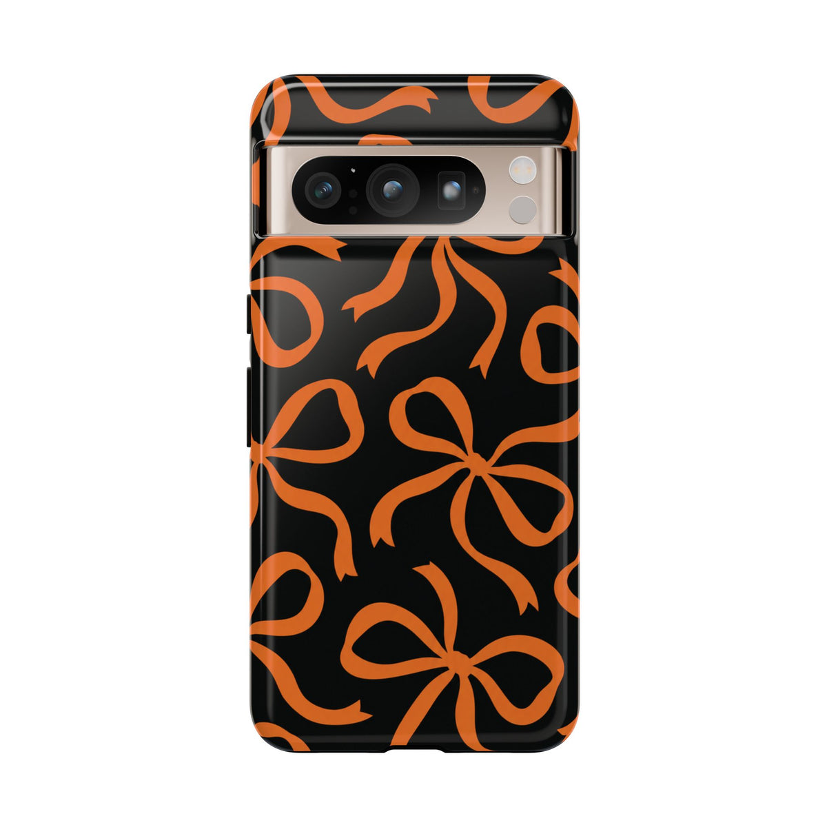 Bold Black and Burnt Orange Bow Pattern Phone Case