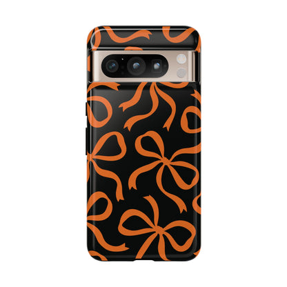 Bold Black and Burnt Orange Bow Pattern Phone Case