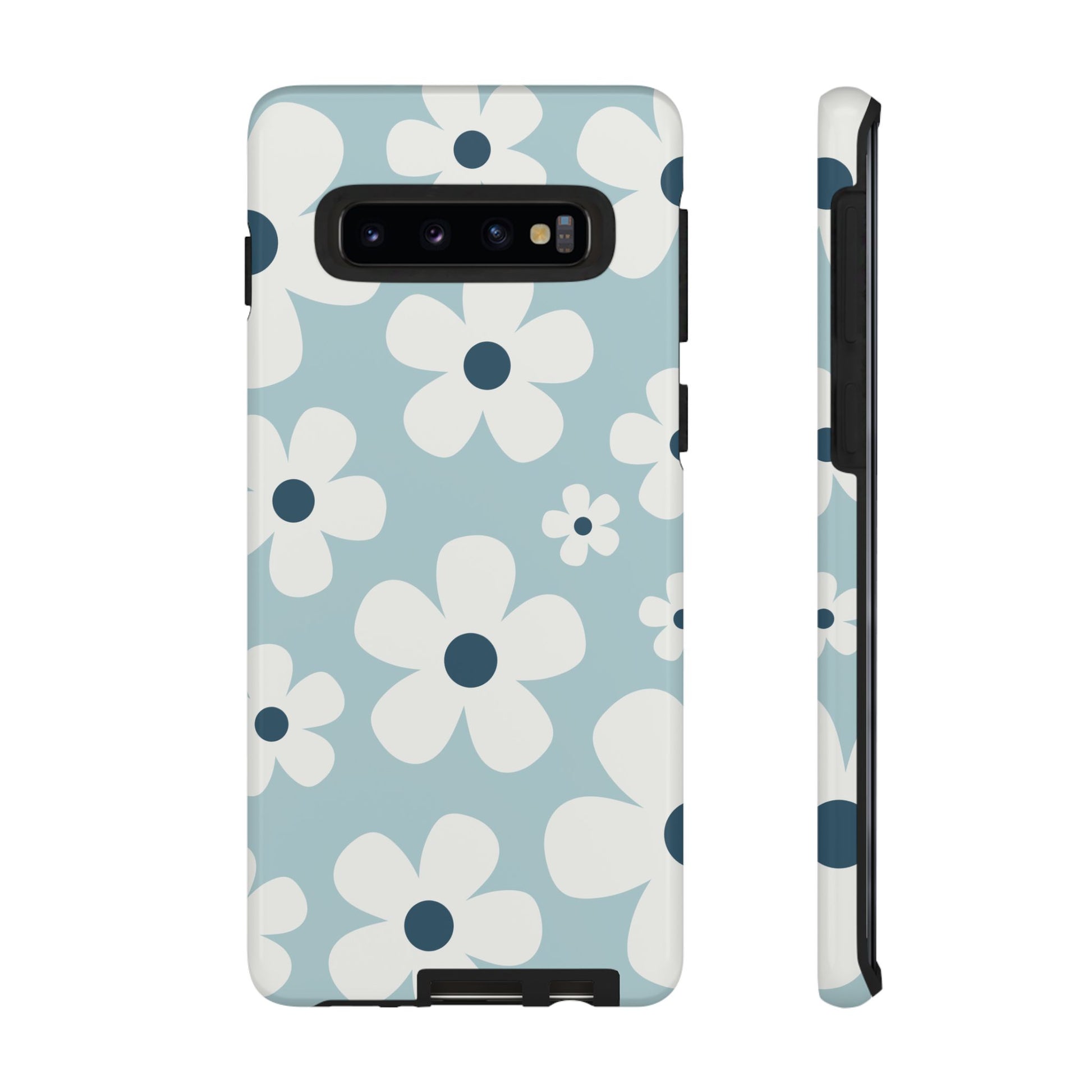 Cute Light Blue Daisy Pattern Phone Case - Blue Phone Case - Samsung Galaxy S10 / Glossy