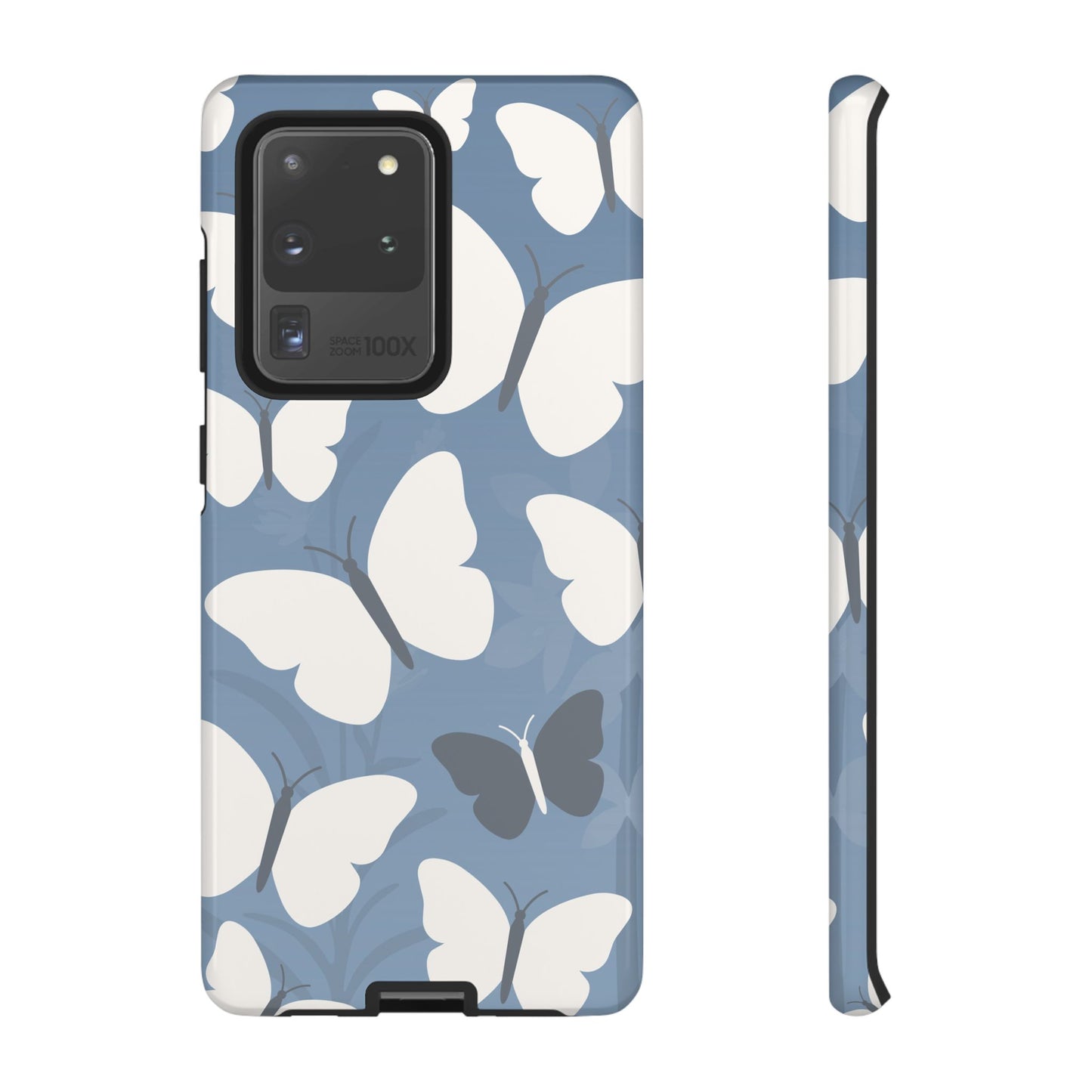 Samsung Galaxy S20 Ultra / Glossy Phone Case - Minimalist Light Blue Butterfly Pattern Phone Case