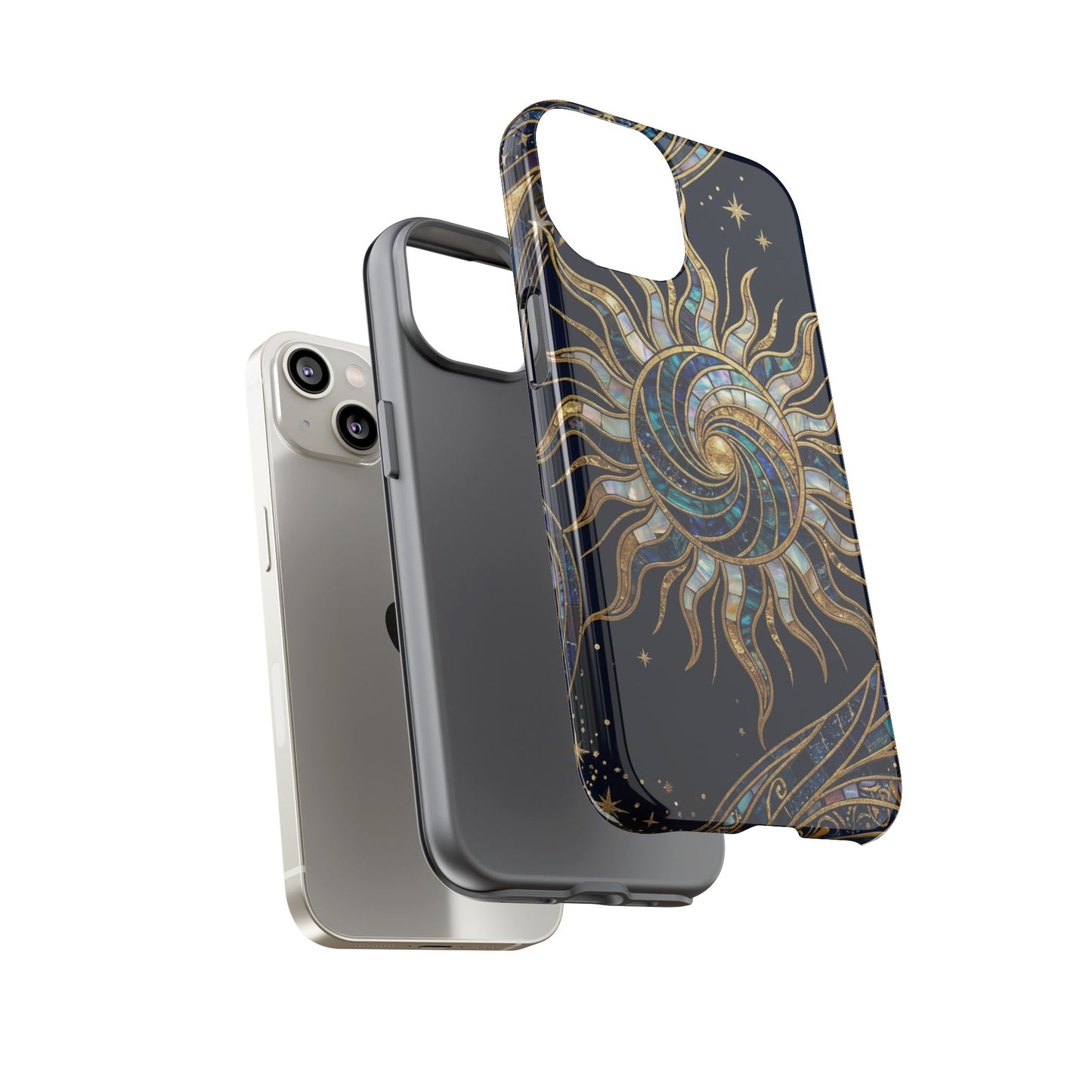 Elegant Navy & Gold Solar Spiral Phone Case