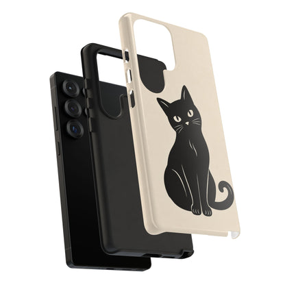 Minimalist Cream & Black Cat Phone Case