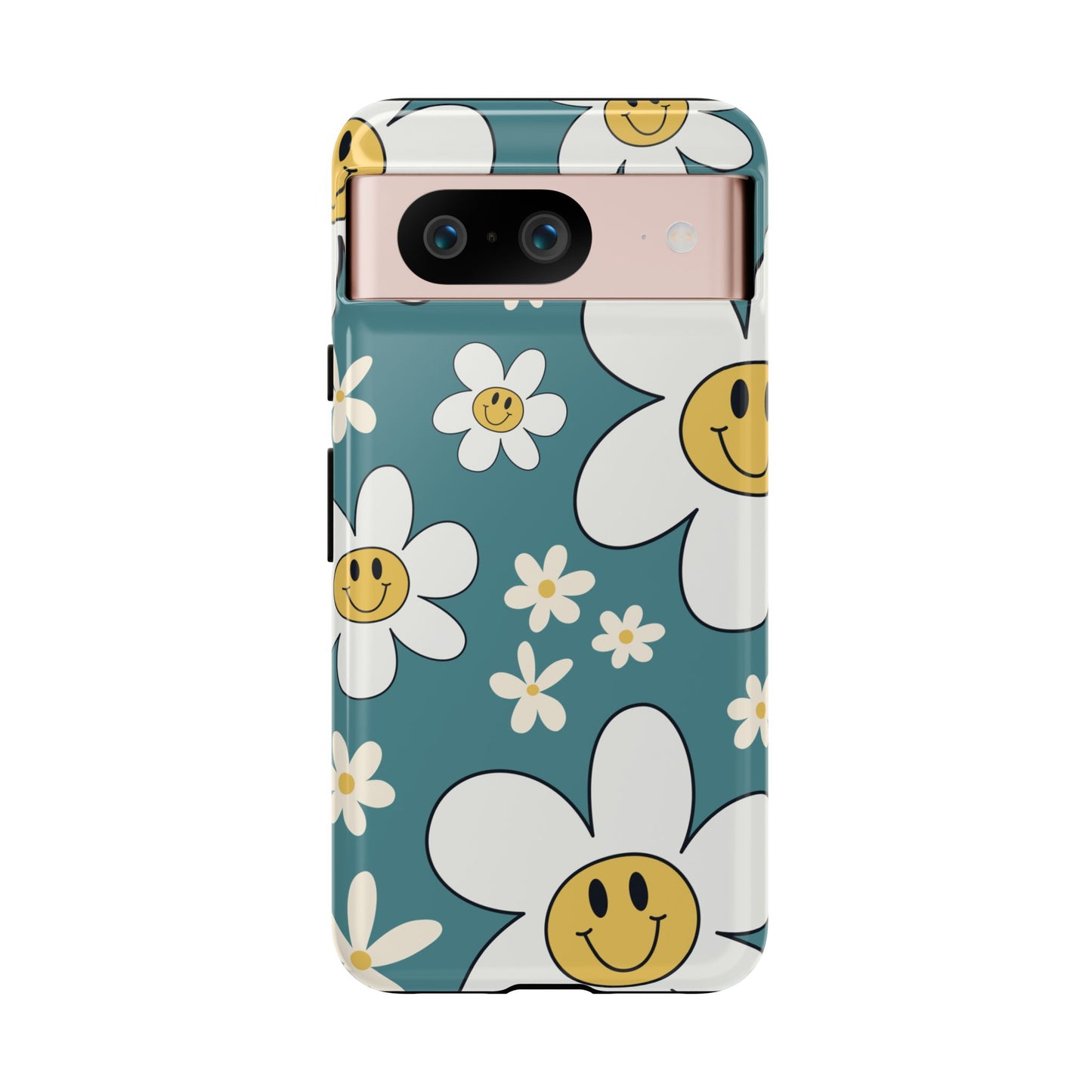 Fun Retro Daisy Pattern with Light Blue Background Phone Case - Blue Phone Case - Google Pixel 8 / Glossy