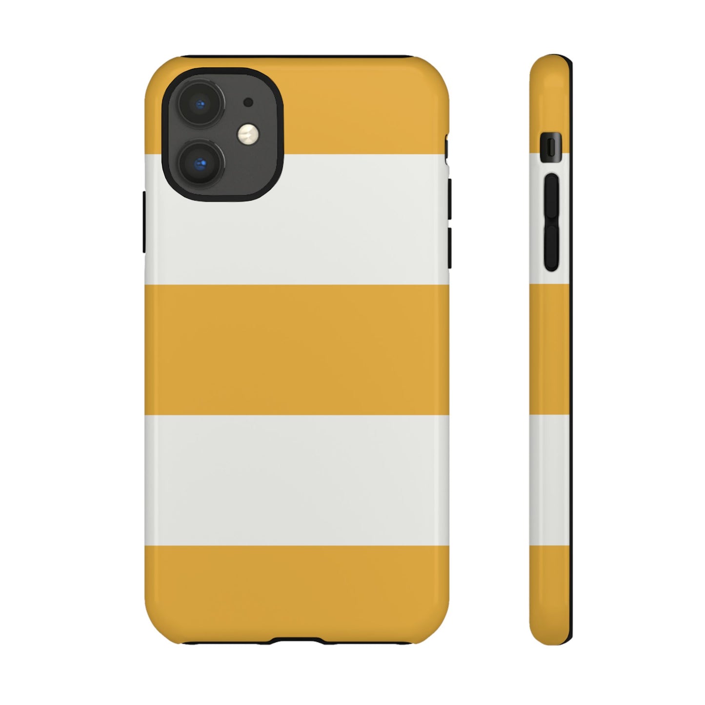 iPhone 11 / Glossy Phone Case - Yellow & White Horizontal Stripe Pattern Phone Case