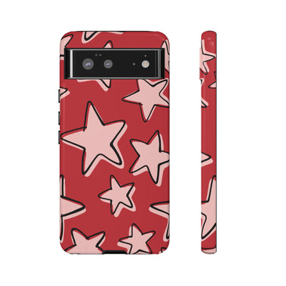 Cherry Red Doodle Star Phone Case