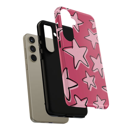 Raspberry Pink Doodle Star Phone Case