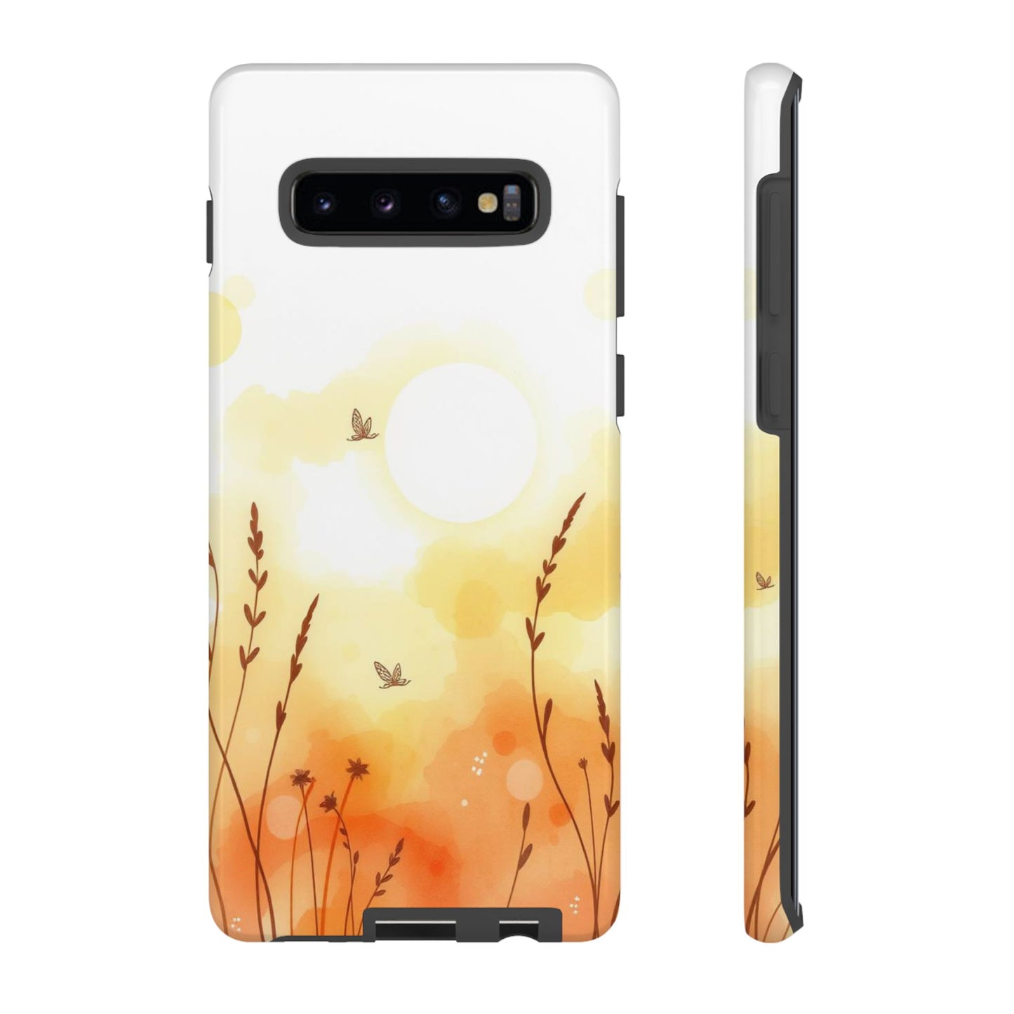 Samsung Galaxy S10 Plus / Glossy Phone Case - Boho Chic Watercolour Wildflower Pattern Phone Case