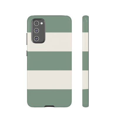 Samsung Galaxy S20 FE / Glossy Phone Case - Green & White Horizontal Stripe Pattern Phone Case