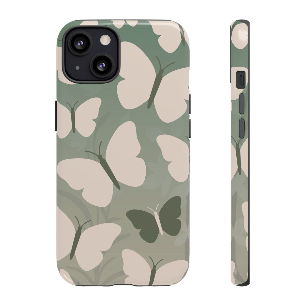 Minimalist Light Green Butterfly Pattern Phone Case - Green Phone Case - iPhone 13 / Glossy