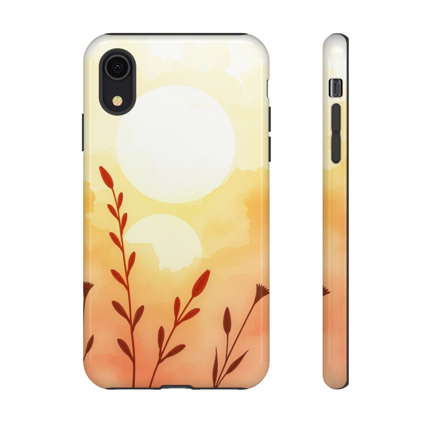 iPhone XR / Glossy Phone Case - Watercolour Wildflower & Sun Design Phone Case