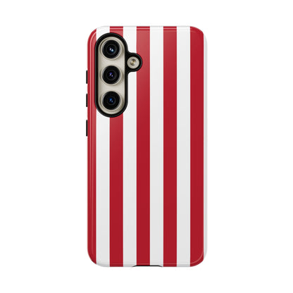 Samsung Galaxy S24 / Glossy Phone Case - Simple Dark Pink & White Stripe Pattern Phone Case