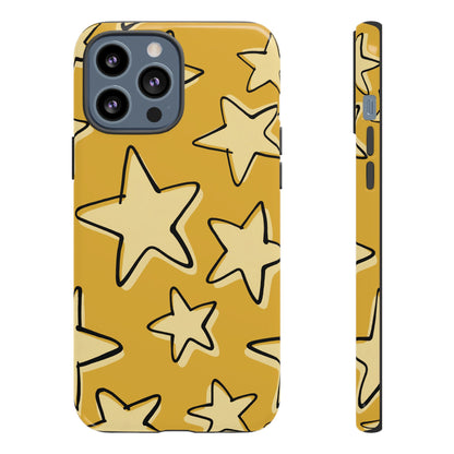 Golden Yellow Doodle Star Phone Case